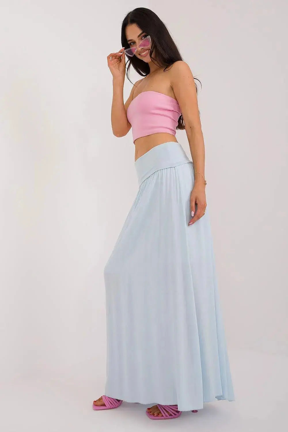 Och Bella smooth, solid material casual maxi skirt  Adomoo