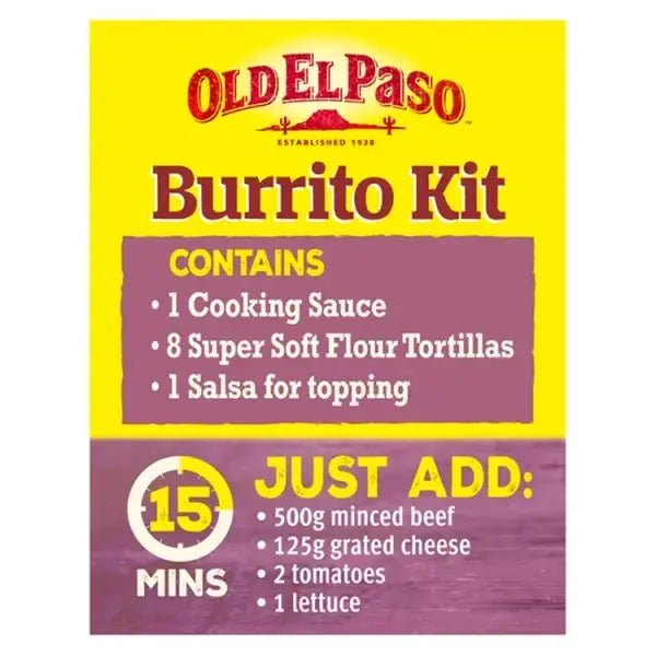 Old El Paso Burrito Kit Bean & Chilli Mild 620g (Case of 6)  Adomoo