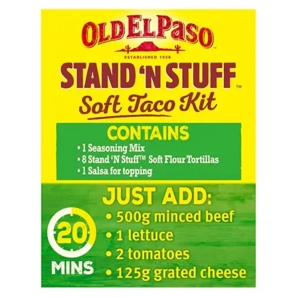 Old El Paso Stand 'N Stuff Smoky BBQ Taco Boat Kit 350g (Case of 4)  Adomoo