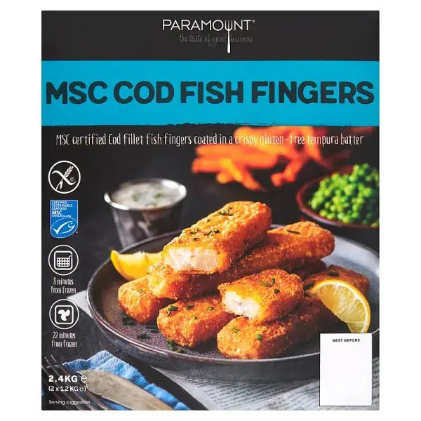 Paramount MSC Cod Fish Fingers 2 x 1.2kg (2.4g)  Adomoo