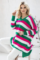 PeeKaBoo long sleeves and heart neckline loose-fitting sweater  Adomoo