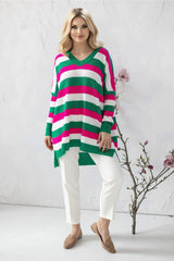 PeeKaBoo long sleeves and heart neckline loose-fitting sweater  Adomoo