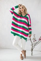 PeeKaBoo long sleeves and heart neckline loose-fitting sweater  Adomoo