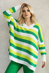 PeeKaBoo long sleeves and heart neckline loose-fitting sweater  Adomoo