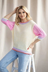 PeeKaBoo loose cut short sleeve sweater  Adomoo