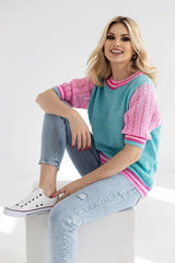 PeeKaBoo loose cut short sleeve sweater  Adomoo