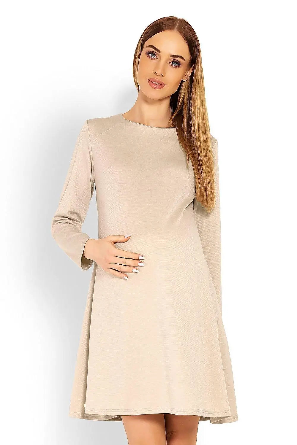 PeeKaBoo loose-fitting long sleeves pregnancy dress  Adomoo