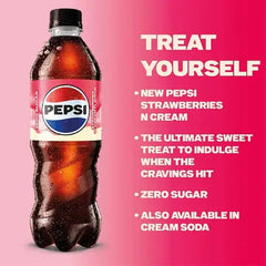 Pepsi Strawberries 'N' Cream Flavour PMP Bottles 12 x 500ml (Case of 12)  Adomoo