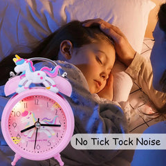 Pink Unicorn Childrens Alarm Clock Cartoon Desktop for Kids Bedroom Home Decor Alarm Clock Bedside Table Child alarm Gifts Clock  Adomoo