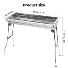 Portable Folding BBQ Grill – Large Stainless Steel Barbecue Stove Holder for Outdoor Cooking & Camping  Adomoo