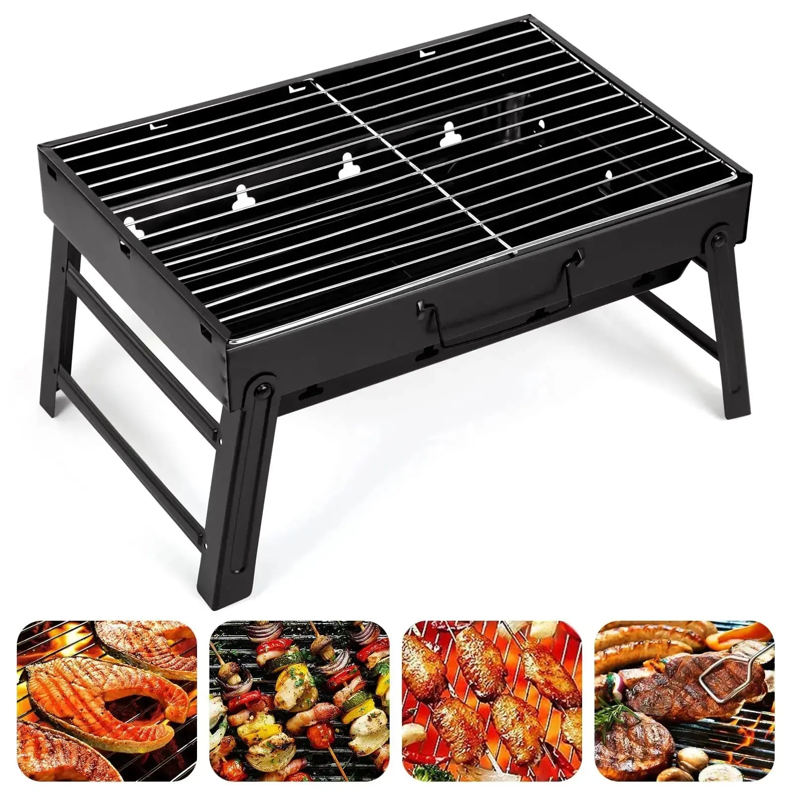 Portable Folding Charcoal BBQ Grill – Compact, Lightweight, Easy to Assemble & Carry – Ideal for Outdoor Cooking & Camping  Adomoo