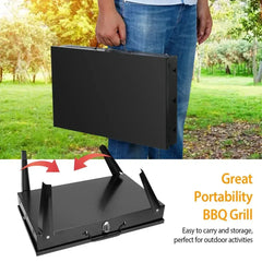 Portable Folding Charcoal BBQ Grill – Mini Barbecue Oven for Outdoor Cooking, Camping, Picnic & Beach  Adomoo