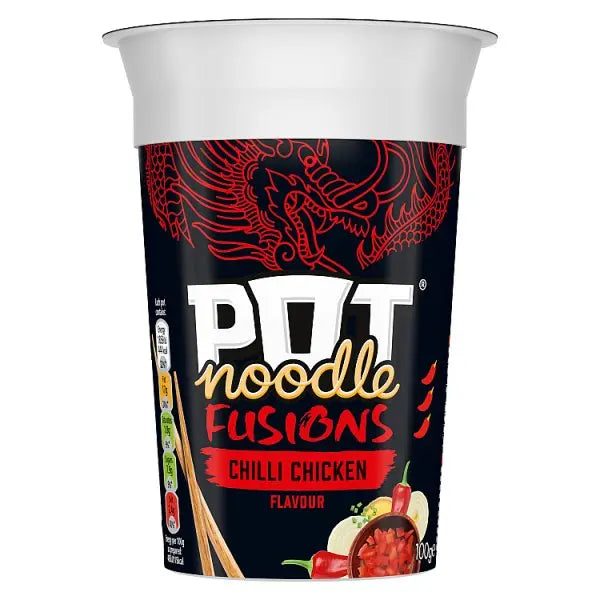 Pot Noodle Fusions Instant Snack Chilli Chicken 100 g (Case of 8)  Adomoo