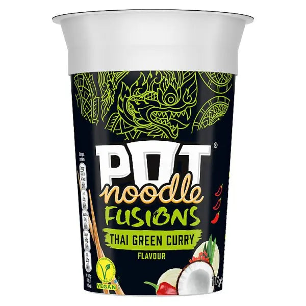 Pot Noodle Fusions Instant Snack Thai Green Curry 117 g (Case of 8)  Adomoo