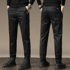 Premium Combed Cotton Men's Chinos | Business Casual Straight Fit Pants | Solid Color Gray Trousers  Adomoo