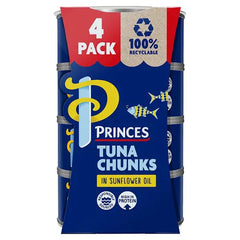 Princes Tuna Chunks in Sunflower Oil 4 x 145g (Case of 6)  Adomoo