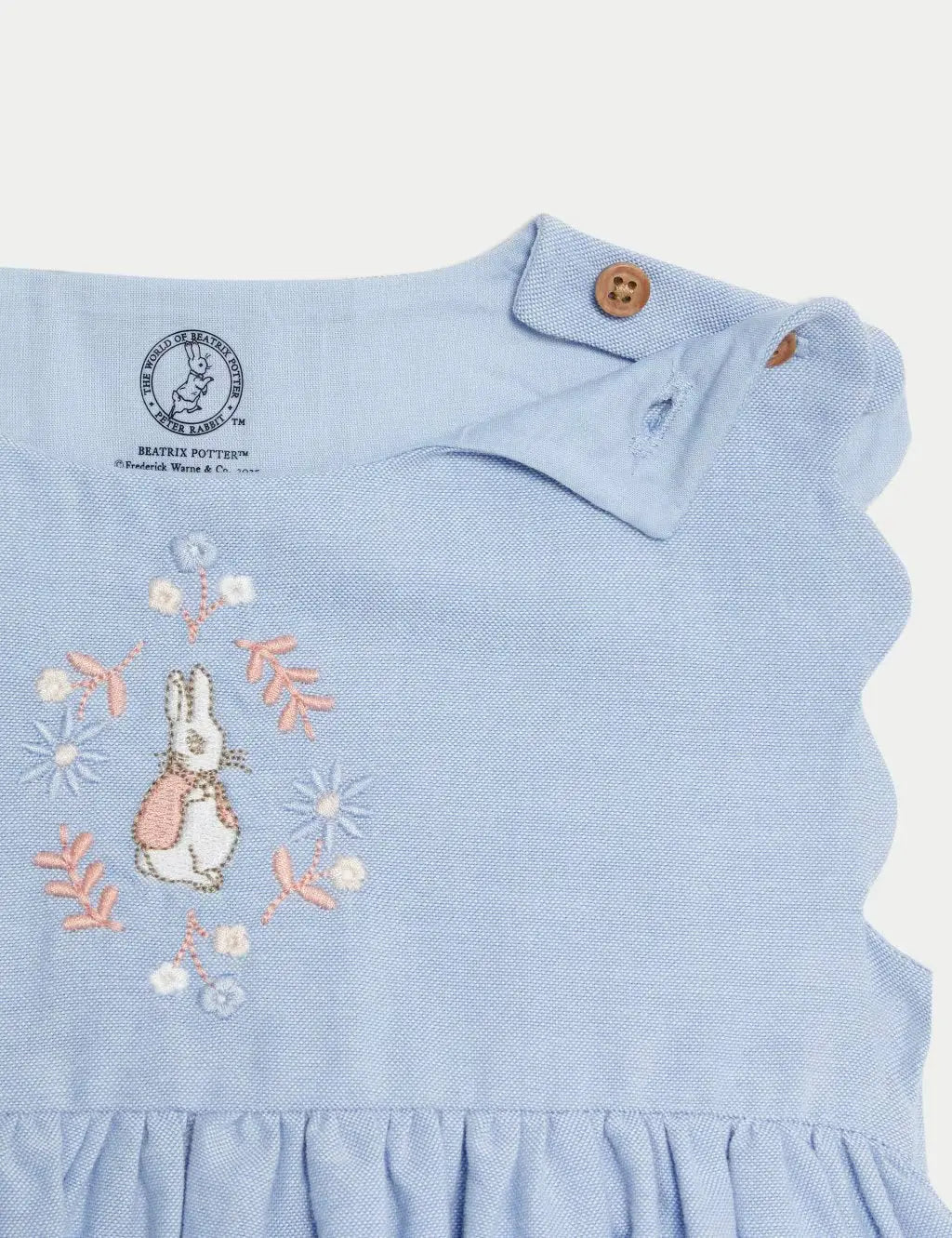 M&S Pure Cotton Chambray Peter Rabbit™ Dress (0-3 Yrs)  Adomoo