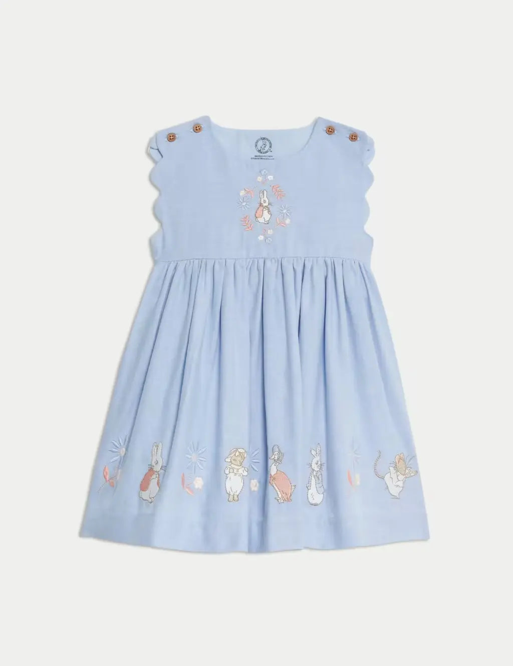 M&S Pure Cotton Chambray Peter Rabbit™ Dress (0-3 Yrs)  Adomoo