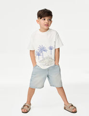 M&S Pure Cotton Dinosaur Scene T-Shirt (2-8 Yrs)  Adomoo