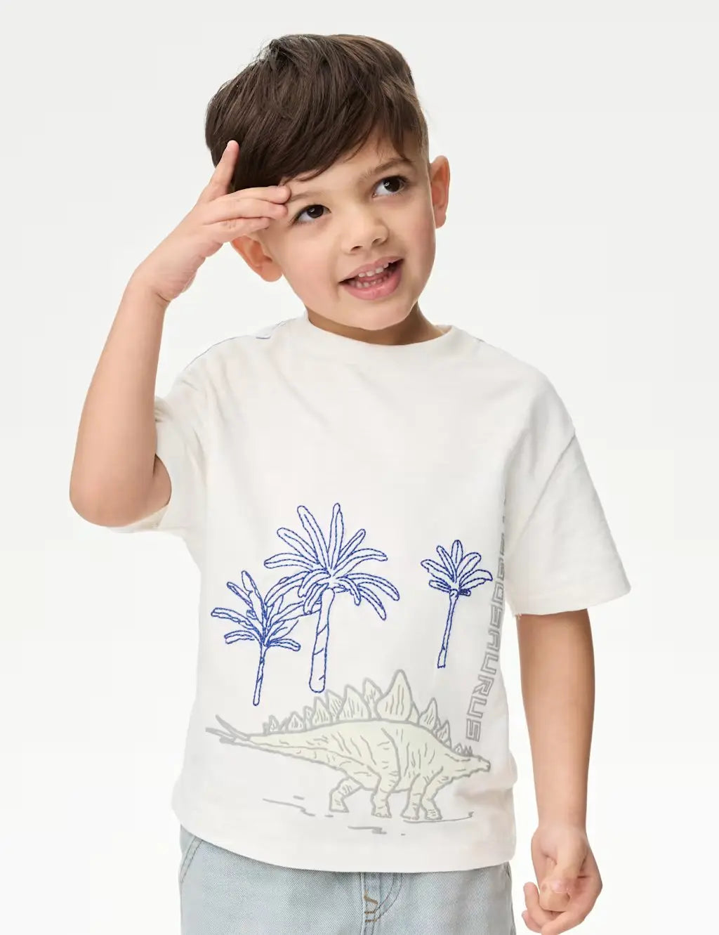 M&S Pure Cotton Dinosaur Scene T-Shirt (2-8 Yrs)  Adomoo