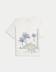 M&S Pure Cotton Dinosaur Scene T-Shirt (2-8 Yrs)  Adomoo