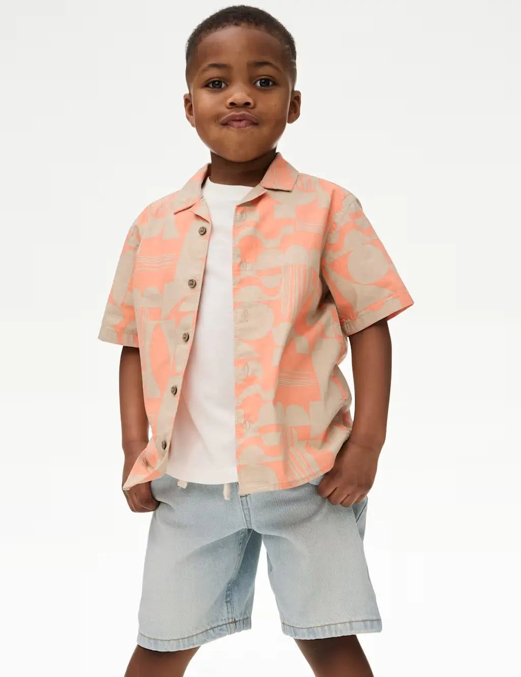 M&S Pure Cotton Printed Shirt & T-Shirt Set (2-16 Yrs)  Adomoo