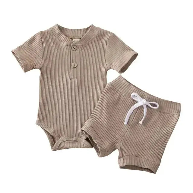 Pydcoco US Stock 0-24M 2PCS Kid Baby Clothes Set Short Sleeve Bodysuit Shorts Outfits Summer Set  Adomoo