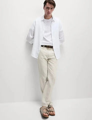 Regular Fit Cotton Linen Blend Chinos  Adomoo