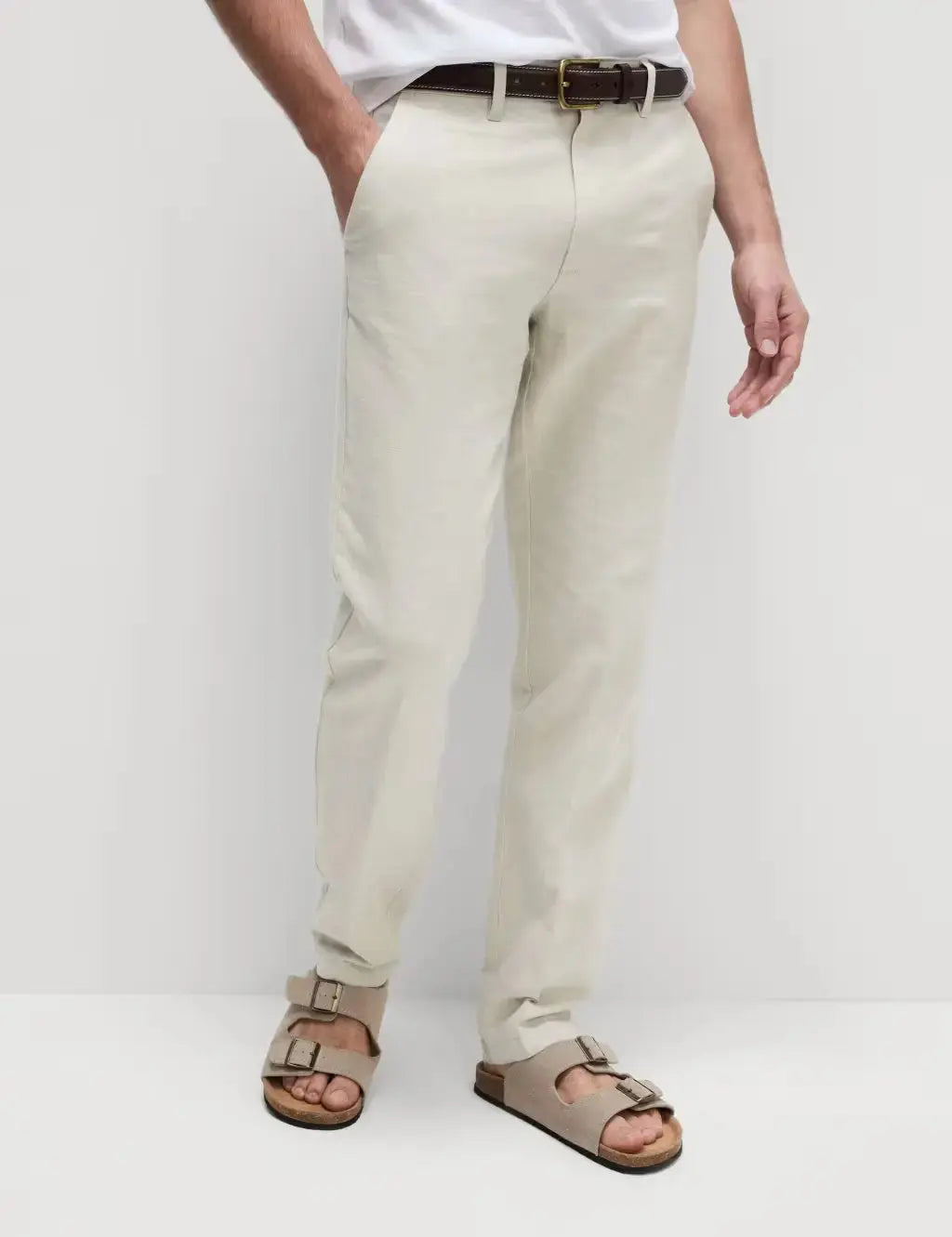 Regular Fit Cotton Linen Blend Chinos  Adomoo