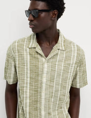 M&S Regular Fit Easy Iron Cotton Blend Striped Shirt  Adomoo