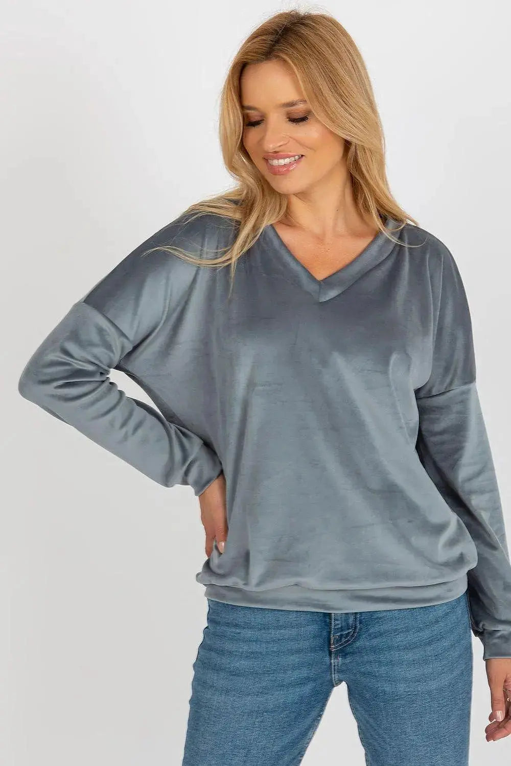 Relevance casual styling velour sweatshirt  Adomoo