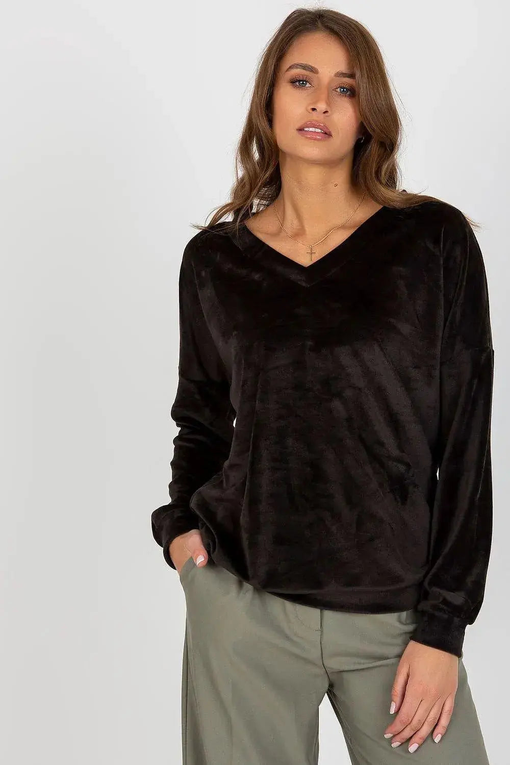 Relevance casual styling velour sweatshirt  Adomoo