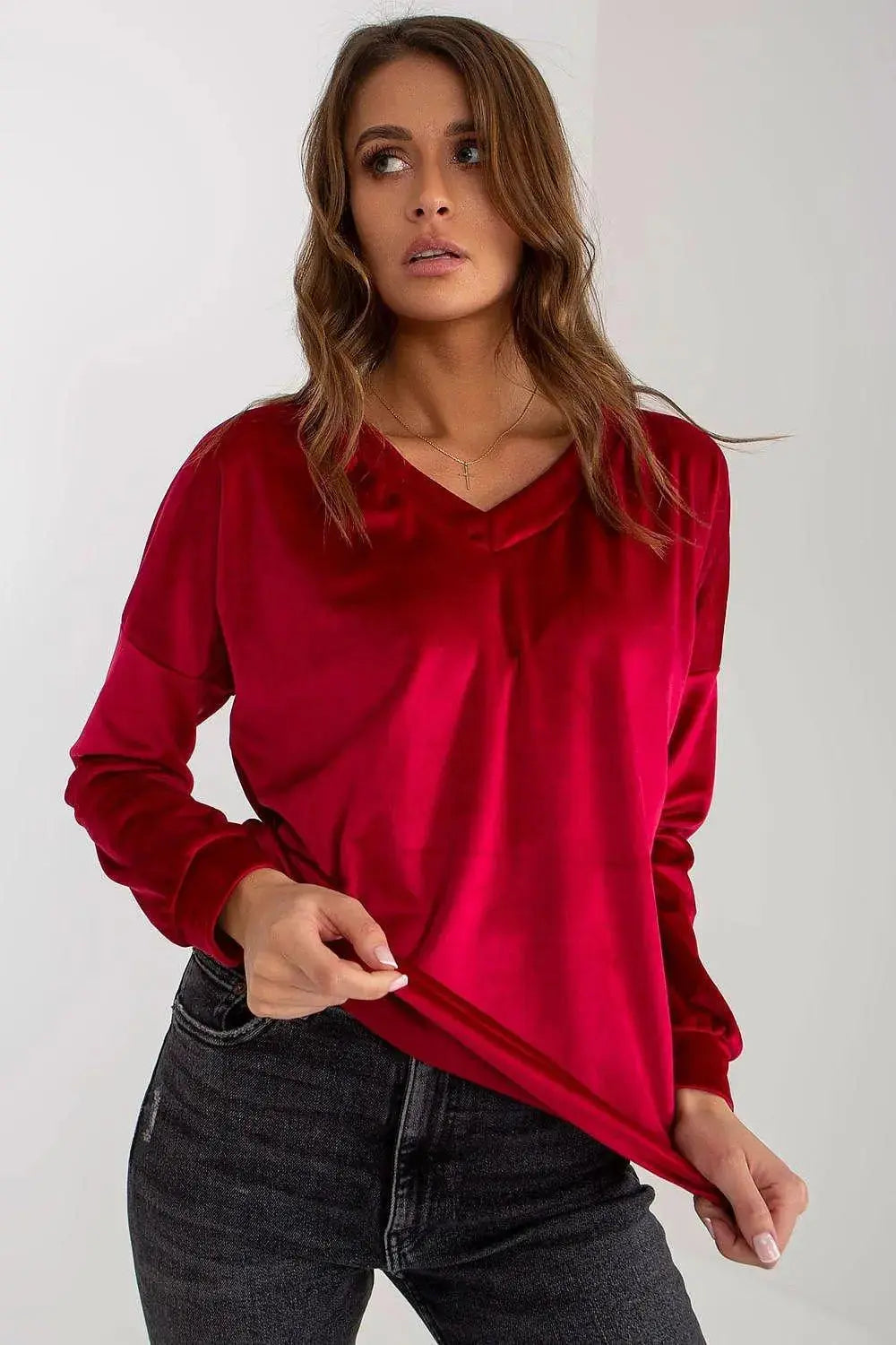 Relevance casual styling velour sweatshirt  Adomoo