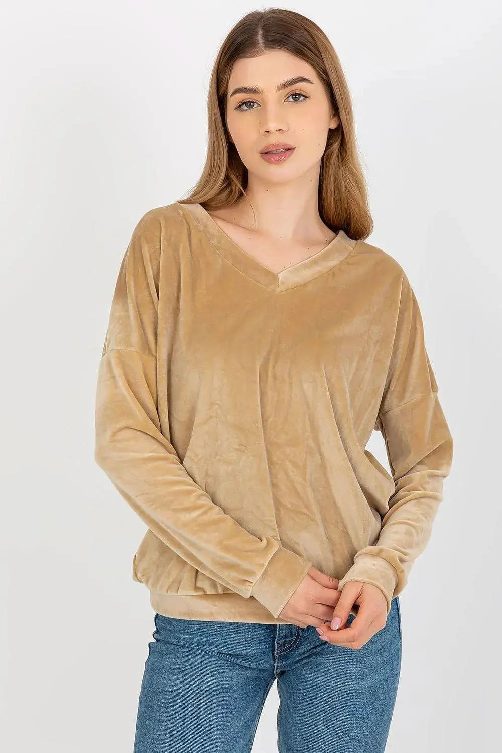 Relevance casual styling velour sweatshirt  Adomoo