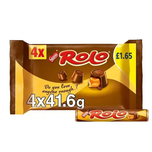Rolo Milk Chocolate & Toffee Tube 4 Pack Multipack 166.4g (Case of 12)  Adomoo