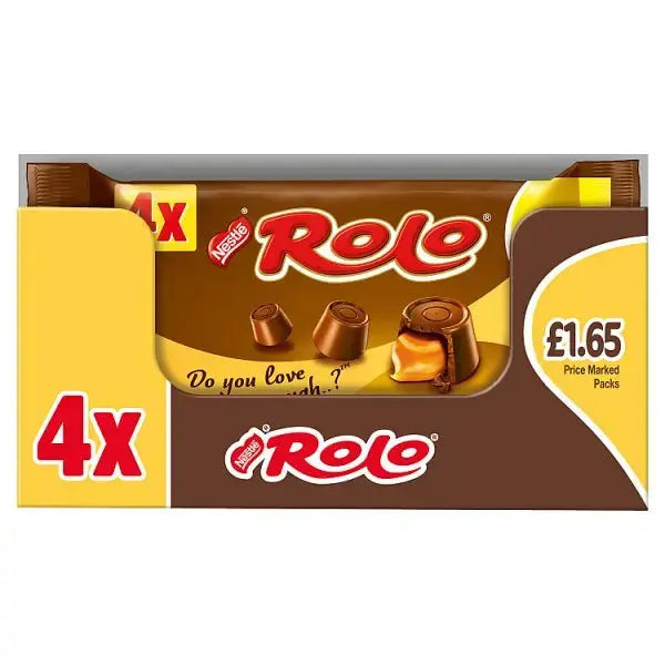 Rolo Milk Chocolate & Toffee Tube 4 Pack Multipack 166.4g (Case of 12)  Adomoo