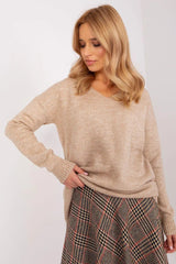 Rue Paris acrylic long sleeve and heart neckline sweater  Adomoo
