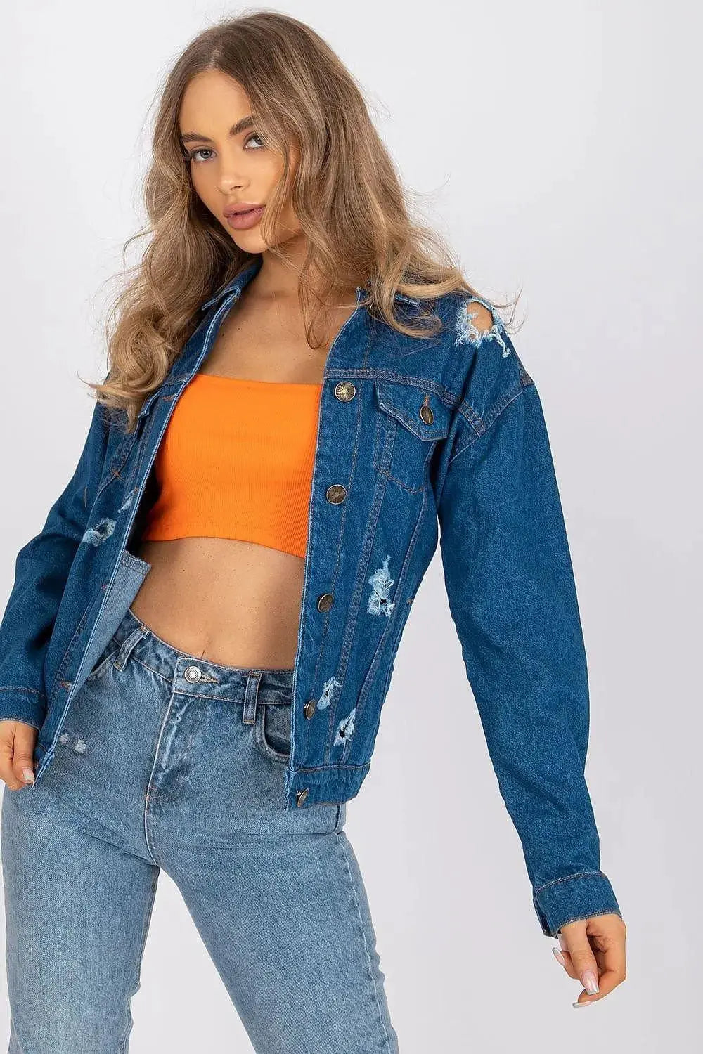 Rue Paris black long sleeve denim jacket  Adomoo