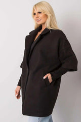 Rue Paris loose cut, button closure womens coat  Adomoo