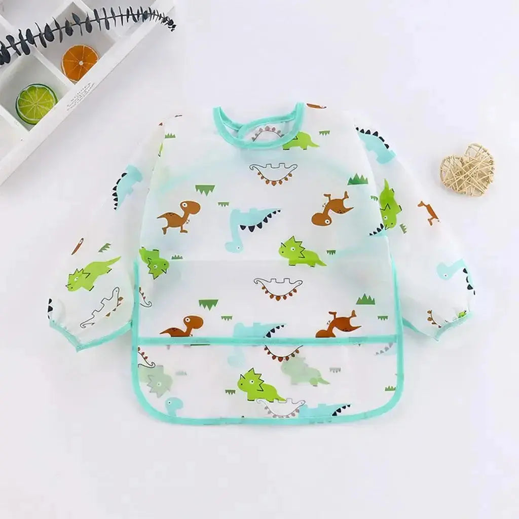Baby Bibs New Cute Children Baby Stuff Toddler Waterproof Long Sleeve Art Smock Feeding Bib Apron for Kids 1-4 Years  Adomoo