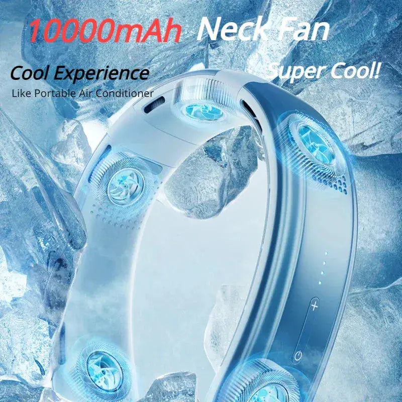 10000mAh Mini Portable Bladeless Silent Neckband Fan  Adomoo