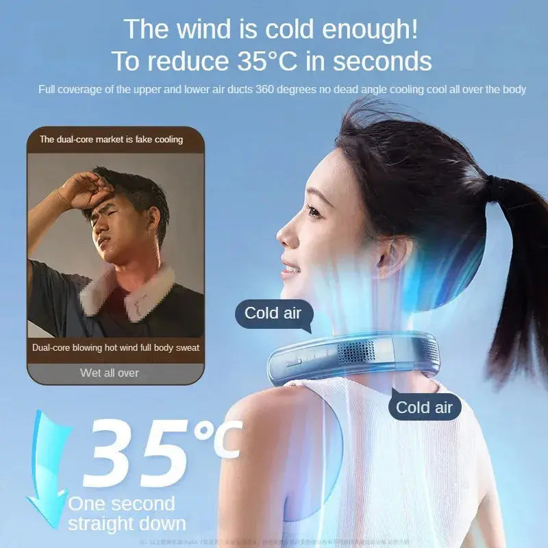 10000mAh Mini Portable Bladeless Silent Neckband Fan  Adomoo