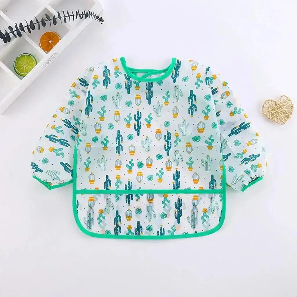 Baby Bibs New Cute Children Baby Stuff Toddler Waterproof Long Sleeve Art Smock Feeding Bib Apron for Kids 1-4 Years  Adomoo