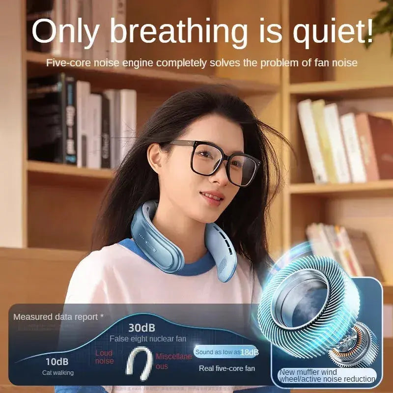 10000mAh Mini Portable Bladeless Silent Neckband Fan  Adomoo
