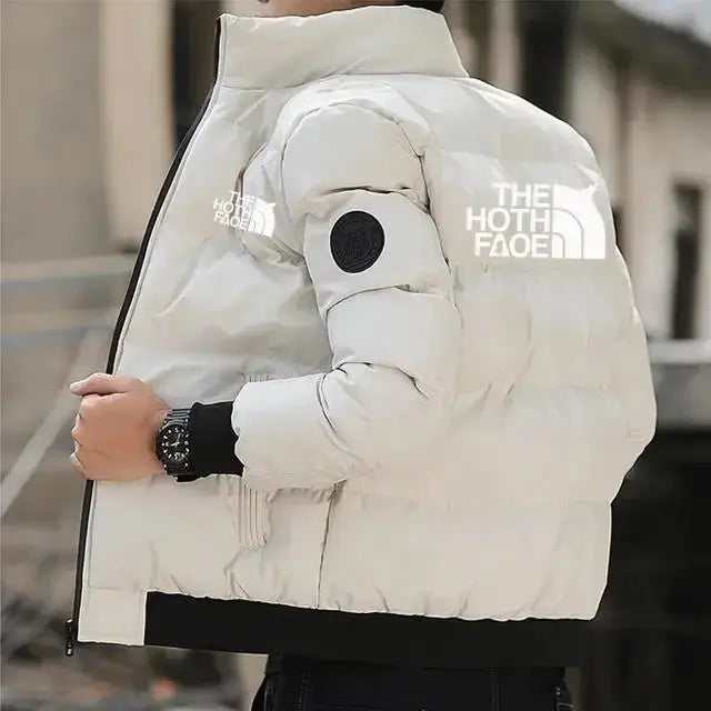 Men's Tiger Logo Padded Cotton Jacket - Short Thick Casual Parka, Winter Trend (S-5XL)  Adomoo