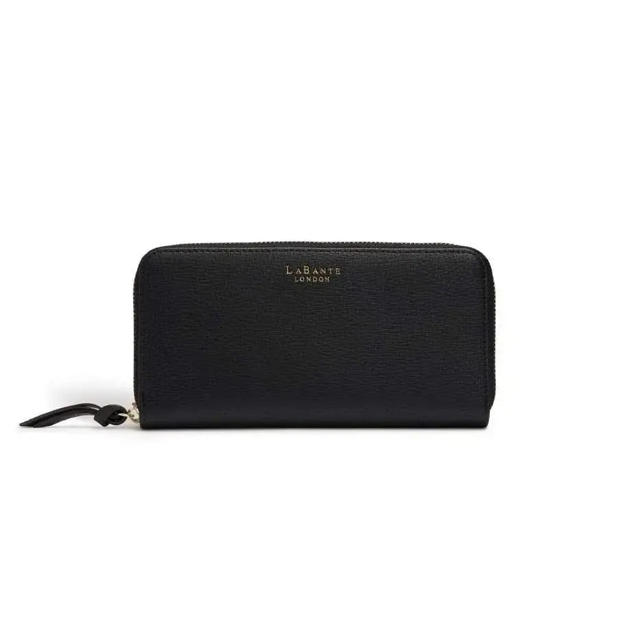 Serene Black Vegan Zip Around Wallet  Adomoo