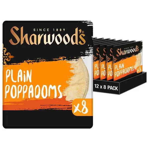 Sharwood's 8 Plain Poppadoms (Case of 5)  Adomoo