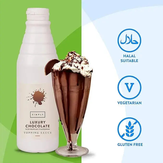 Simply Luxury Chocolate Topping Sauce with Hazelnut Flavouring  Adomoo