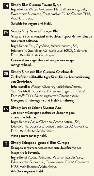 Simply Sugar Free Blue Curacao Syrup  Adomoo