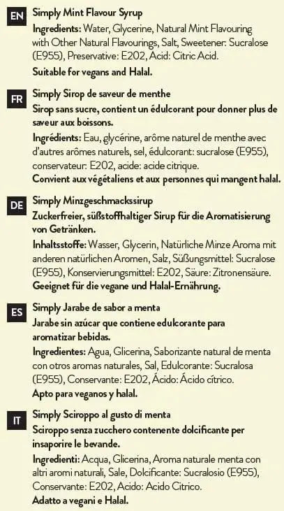 Simply Sugar Free Mint Syrup  Adomoo